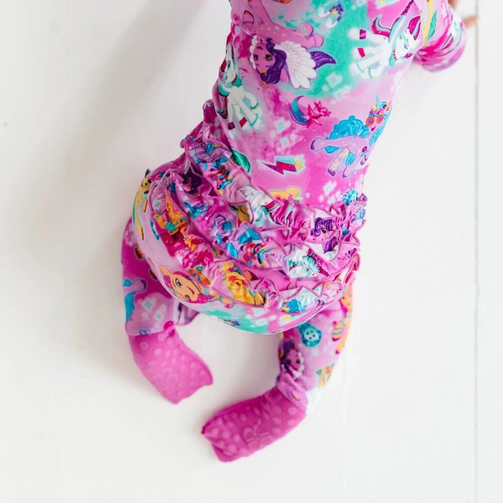 NWT Bums & Roses Baby Girl Bamboo My Little Pony Convertible Footie Sleeper 0-3M - Picture 10 of 10